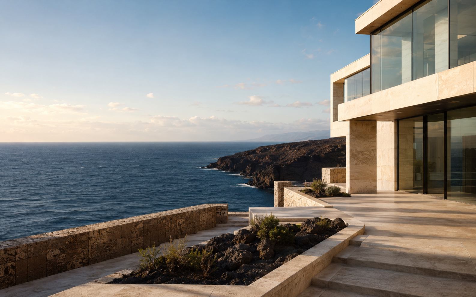 Arquitectura contemporánea junto a la costa atlántica de Canarias